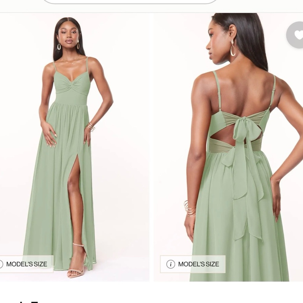 Azazie dusty sage chiffon bridesmaid dress